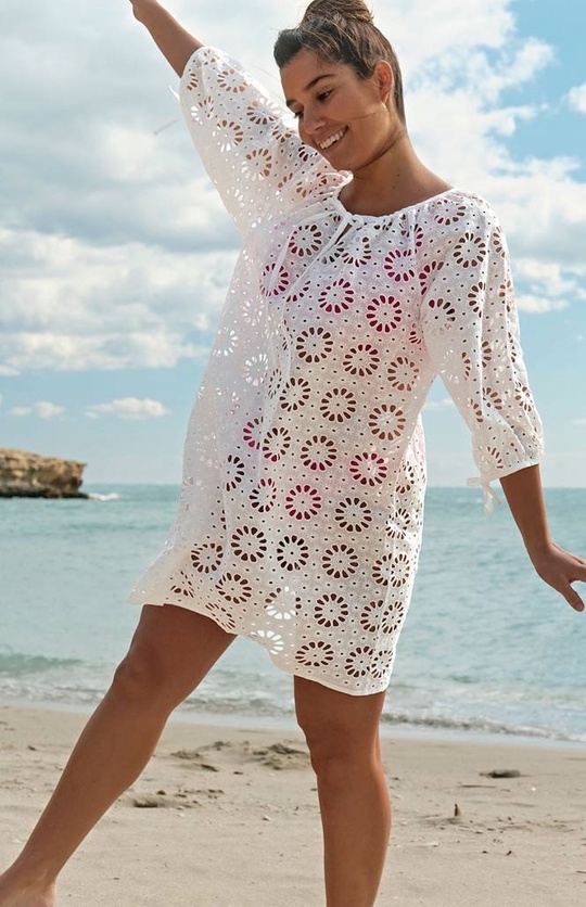 Daisy Short Kaftan (White, L/XL)