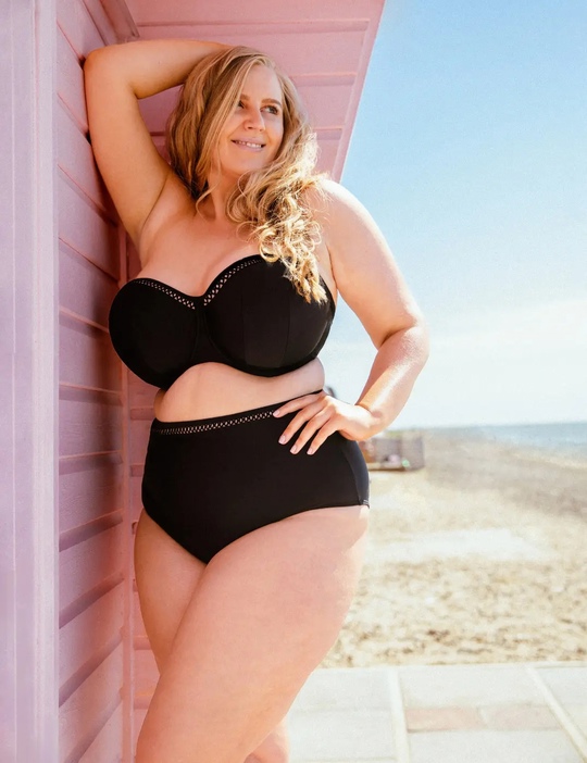 First Class High Waist Bikini Bottom (Black, 2XL)