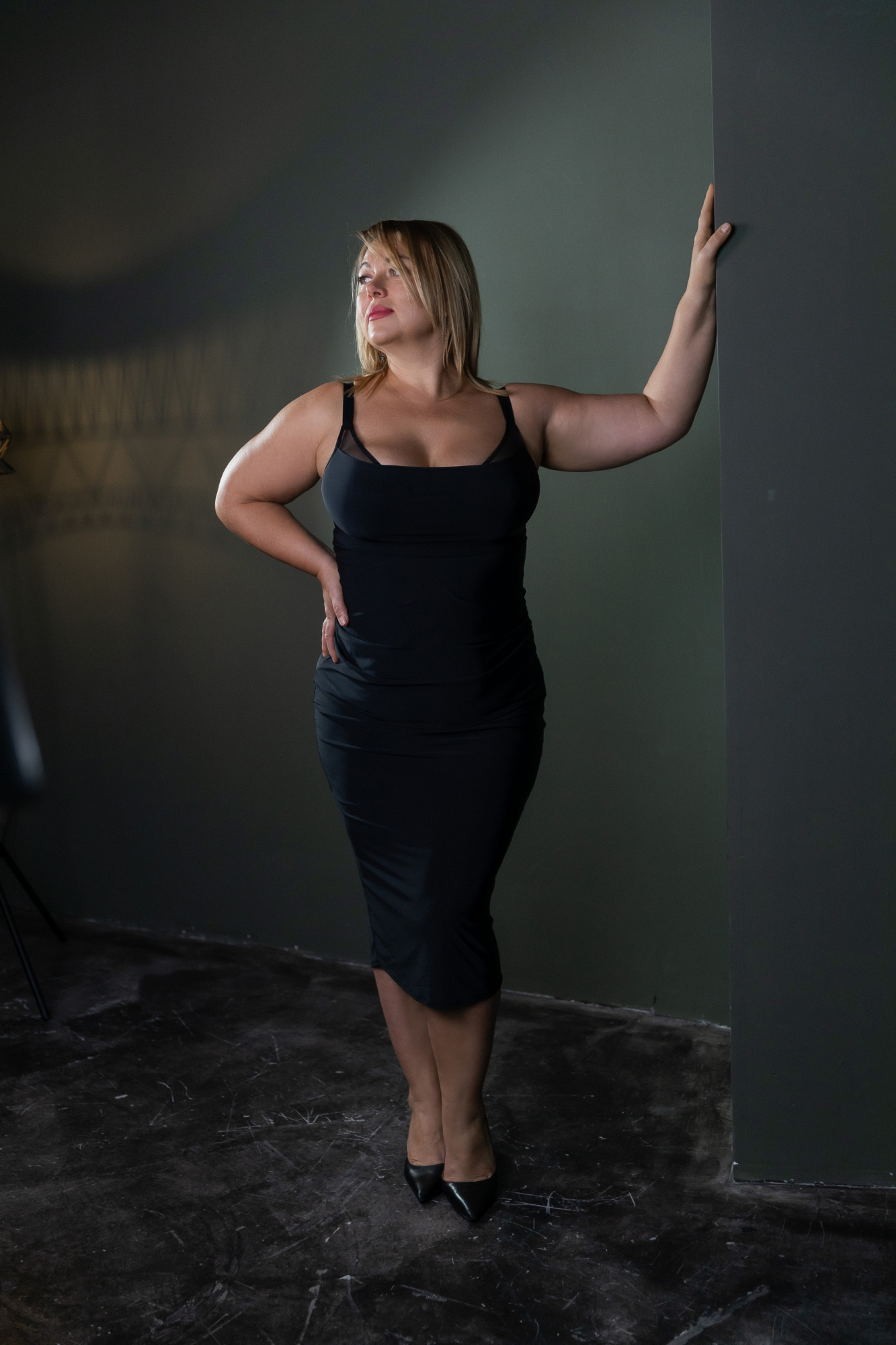 Mirage Wired Plunge Slip Dress (Black, 70GG)