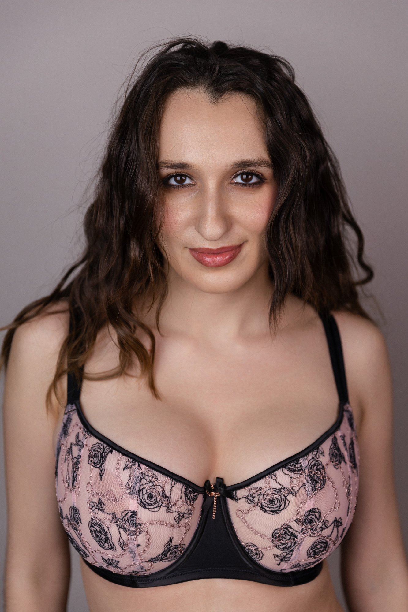 Entwined Balcony Bra (Black/Blush, 65E)
